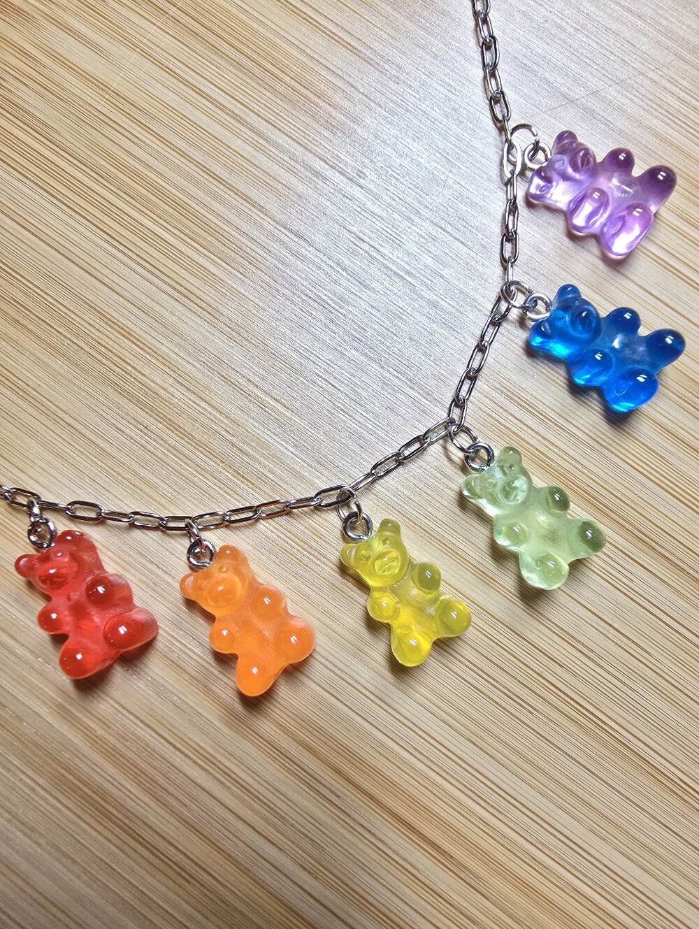 Handmade Pride Gummy Bears Stainless Steel Paperclip Chain Necklace LGBTQ